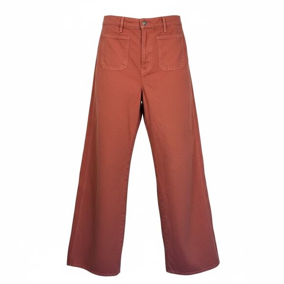 Veronica Beard Pants - Veronica Beard Taylor Wide Leg Jeans Size 31 High Rise Terracotta Orange